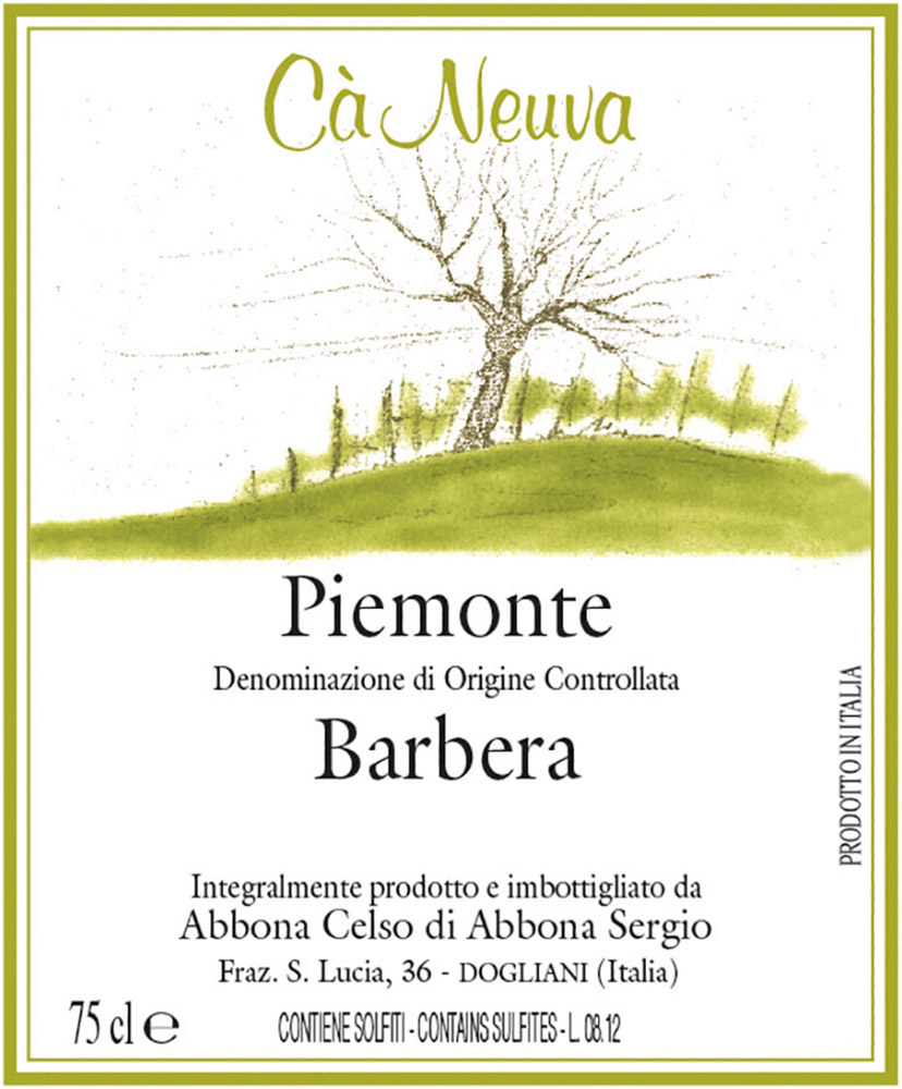 Piemonte Barbera DOC - Cà Neuva (label)