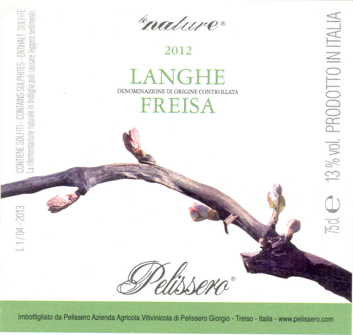 Le Nature Langhe DOC Freisa - Pelissero (label)
