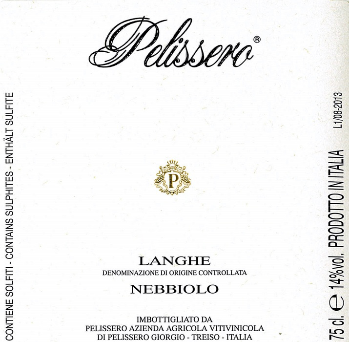 Langhe DOC Nebbiolo - Pelissero (label)