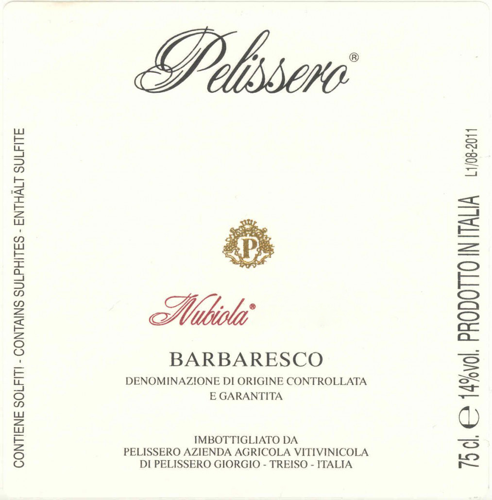 Barbaresco DOCG Nubiola - Pelissero (label)