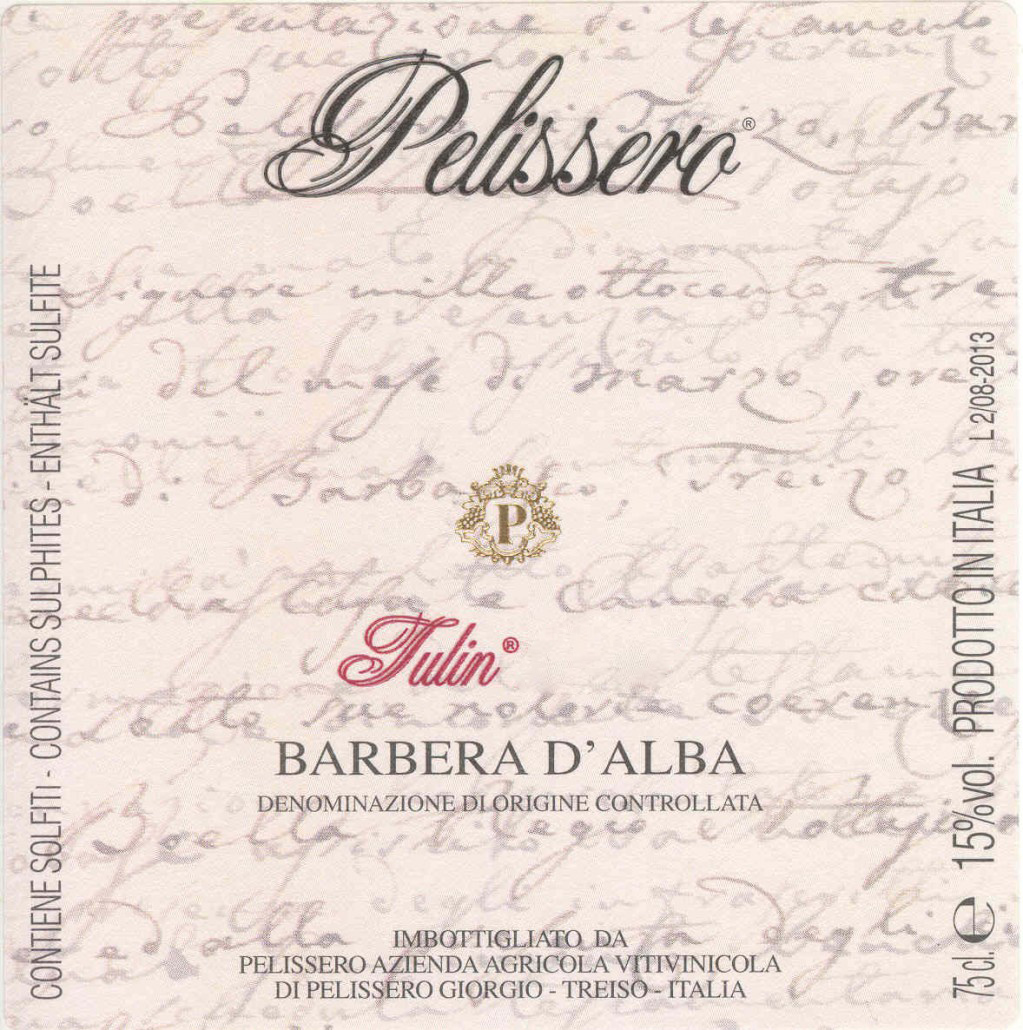 Barbera d'Alba DOC Tulin - Pelissero (etichette)