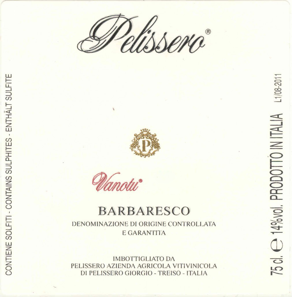Barbaresco DOCG Vanotu - Pelissero (label)