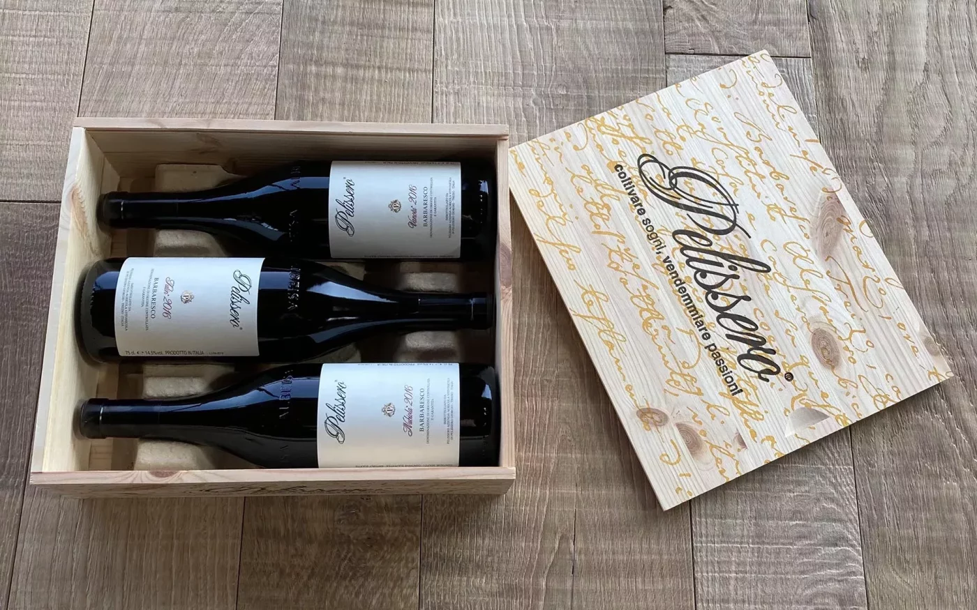 Cofanetto in legno contenente 3 Barbaresco - Pelissero