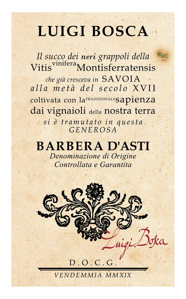 Barbera d'Asti DOCG Luigi Bosca - Bosca (etichetta)