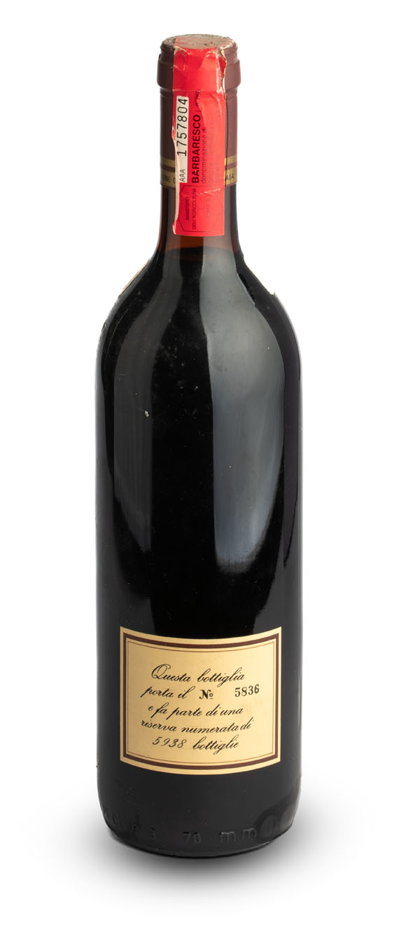 Barbaresco DOCG Rabaja 1982 – Prunotto (bottle, back label)